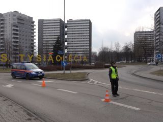 Strażnicy miejscy podczas zabezpieczenia meczu Polska - Korea Południowa