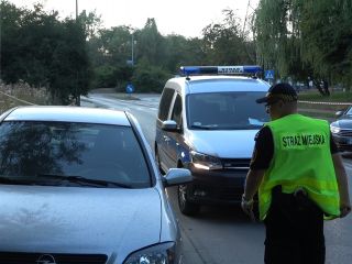 Strażnicy miejscy podczas zabezpieczania  koncertu zespołu Guns N' Roses