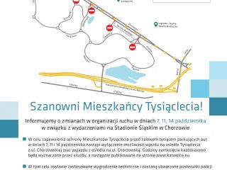 Zmiany w organizacji ruchu w dniach 7, 11, 14 października 2018 roku w związku z wydarzeniami na Stadionie Śląskim w Chorzowie