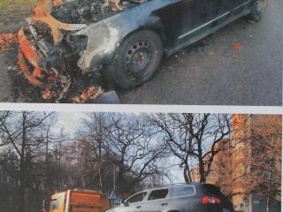 Spalony wrak usunięty z ulicy Barbórki w Katowicach