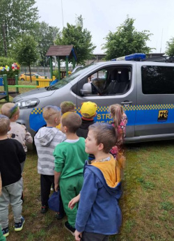 Spotkanie przedszkolaków ze strażniczkami miejskimi i strażakami
